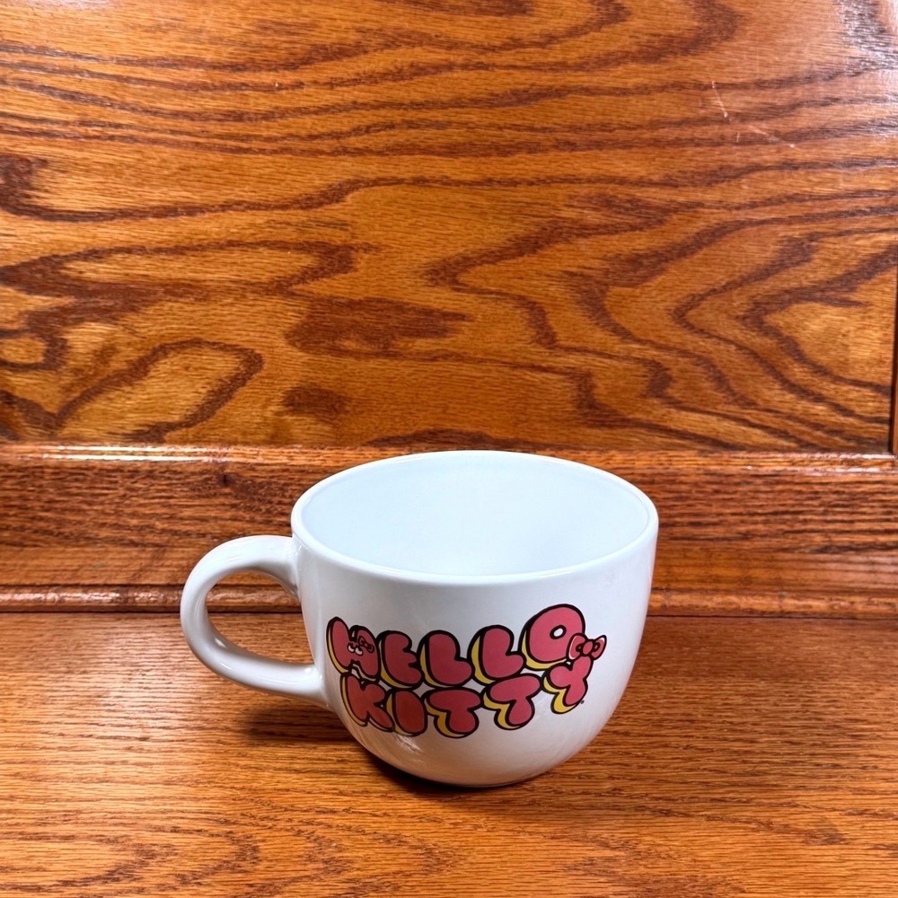 Sanrio Hello Kitty Silver Buffalo Ceramic Mug 24oz White Pink Oversized Cup